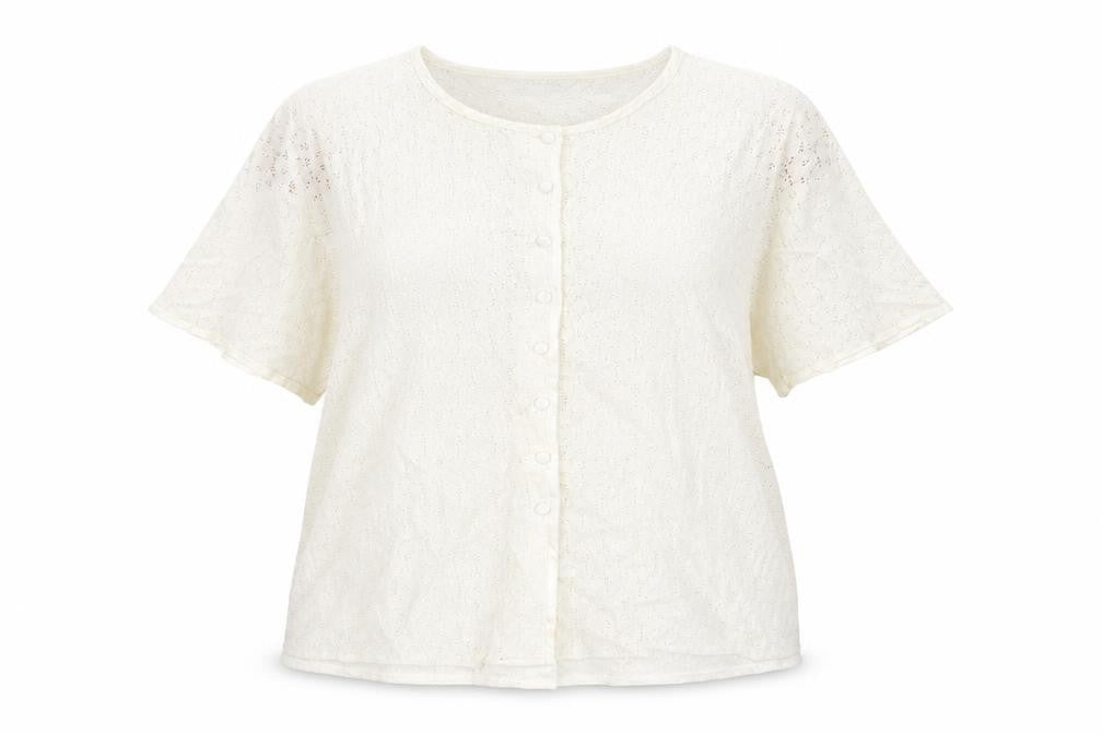 Berkertex Womens Ivory Viscose Basic Button-Up Size 20 Round Neck