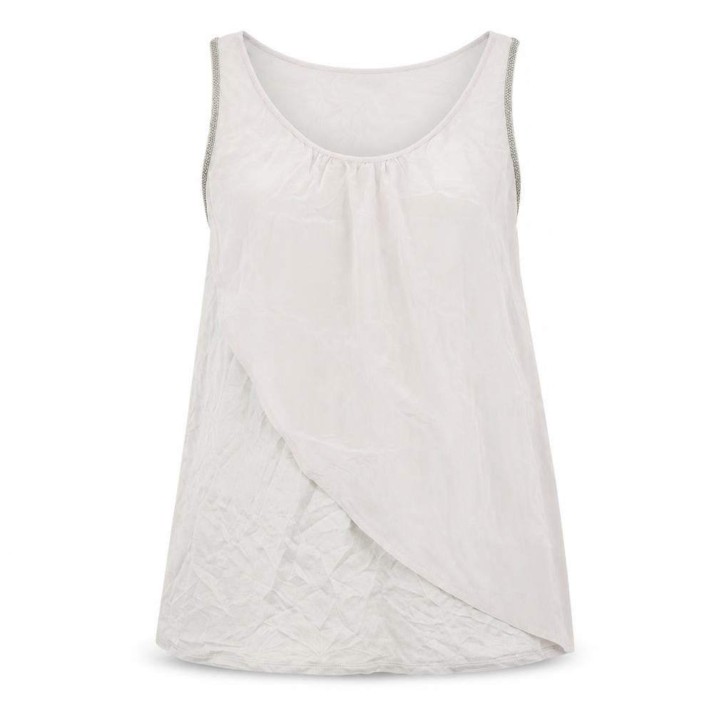 Mint Velvet Womens Beige Paisley Viscose Basic Tank Size 10 Scoop Neck