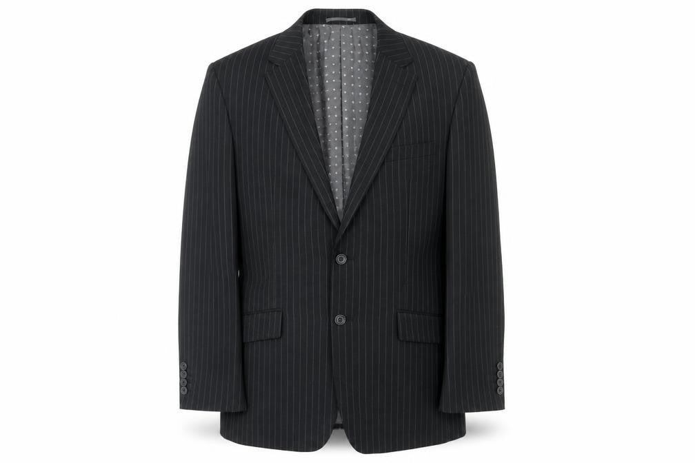 Skopes Mens Black Striped Polyester Jacket Suit Jacket Size 40 Regular