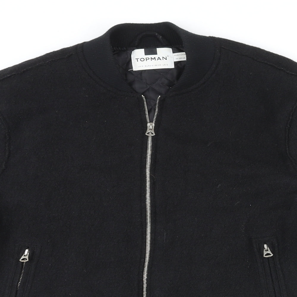 Topman Mens Black Jacket Size S Zip