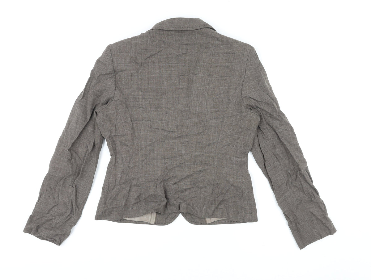NEXT Womens Brown Geometric Jacket Blazer Size 10 Button