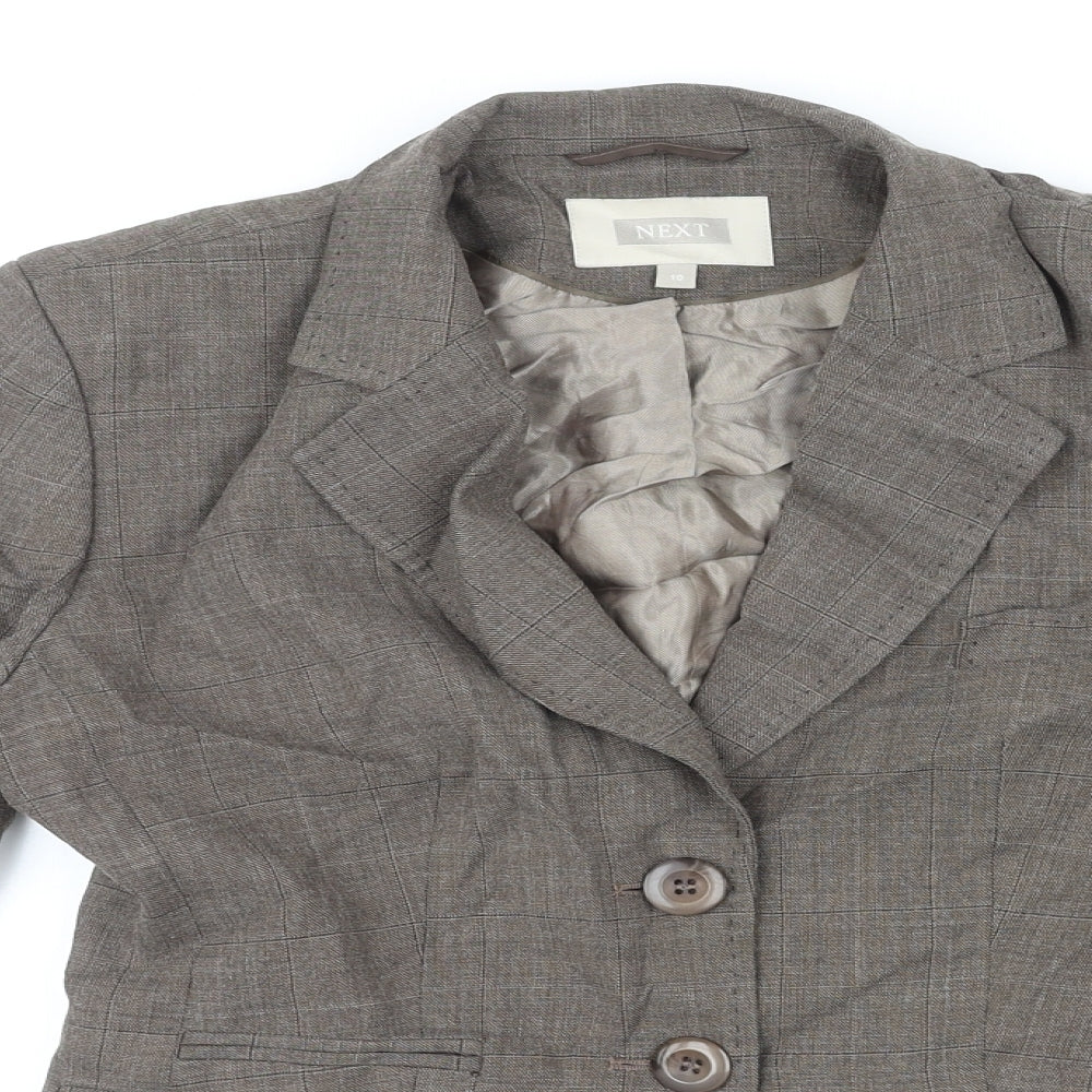 NEXT Womens Brown Geometric Jacket Blazer Size 10 Button