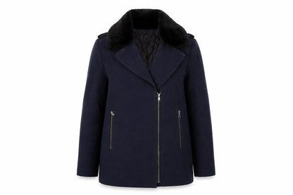 H&M Womens Blue Biker Jacket Size 8 Zip