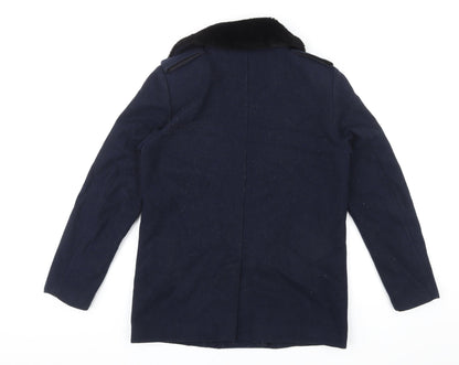 H&M Womens Blue Biker Jacket Size 8 Zip