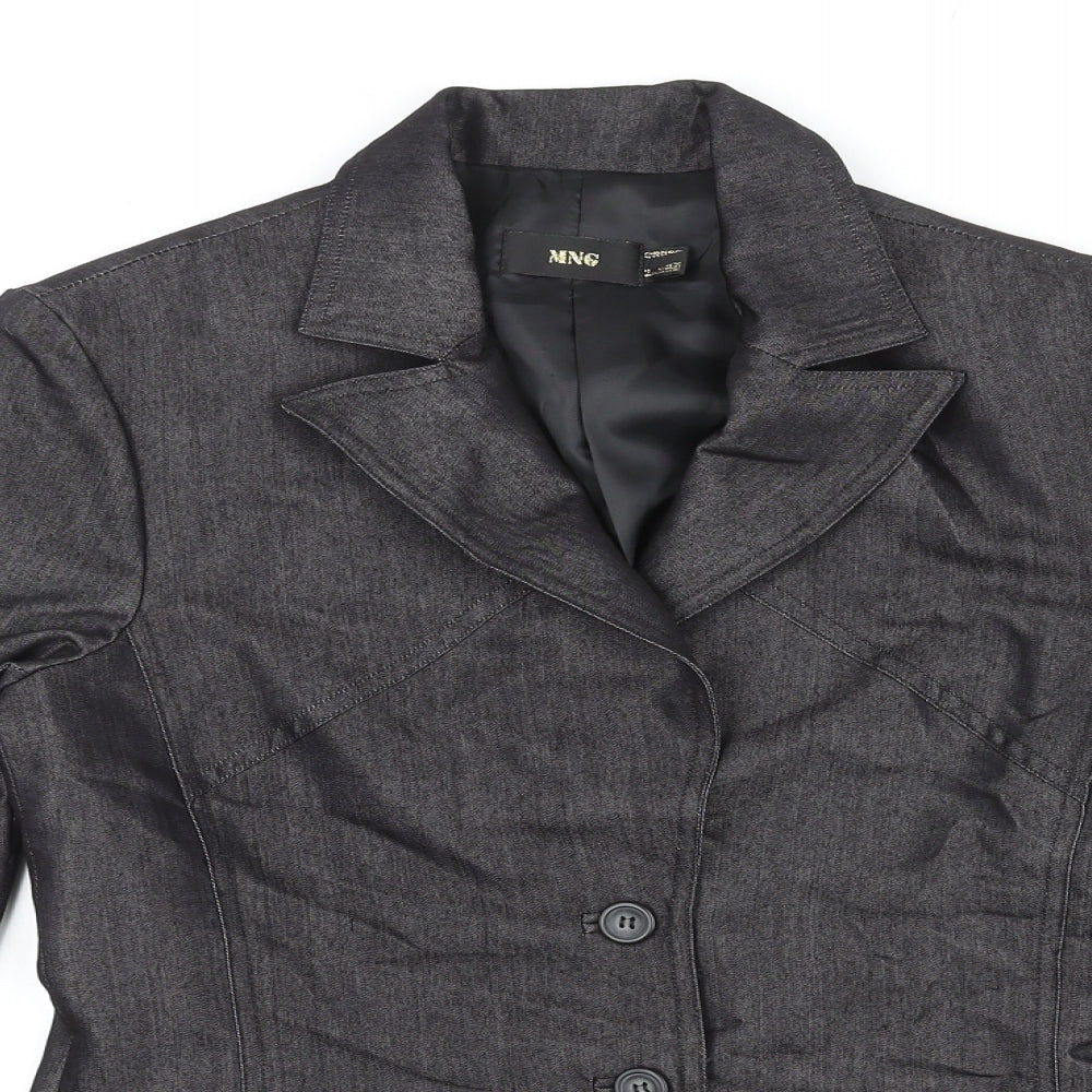 Mango Womens Black Jacket Blazer Size 12 Button