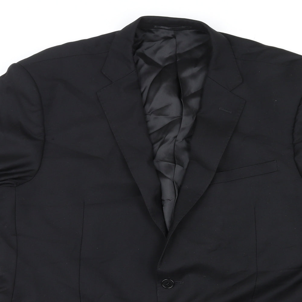 Lanificio Mens Black Wool Jacket Suit Jacket Size 46 Regular