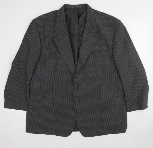 Skopes Mens Grey Striped Polyester Jacket Blazer Size 48 Regular