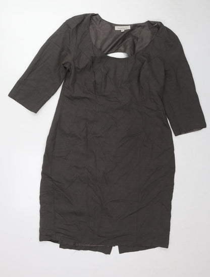 Pepperberry Womens Grey Geometric Polyester Shift Size 14 Round Neck Zip