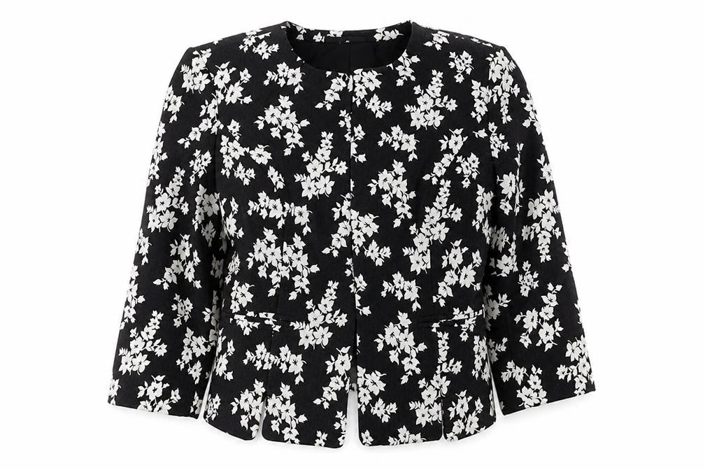 adL Womens Black Floral Jacket Blazer Size S