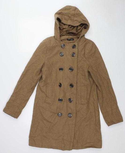 Topshop Womens Brown Overcoat Coat Size 12 Button