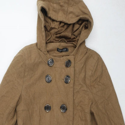 Topshop Womens Brown Overcoat Coat Size 12 Button