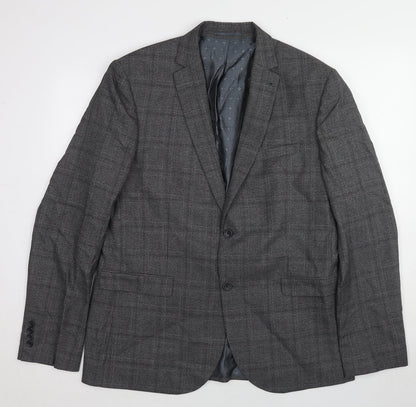 Next Mens Grey Plaid Polyester Jacket Suit Jacket Size 46 Regular