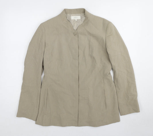 Marks and Spencer Womens Beige Geometric Jacket Blazer Size 12 Button