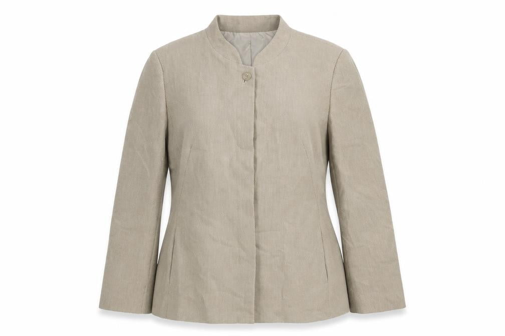 Marks & Spencer Womens Beige Geometric Jacket Blazer Size 12 Button