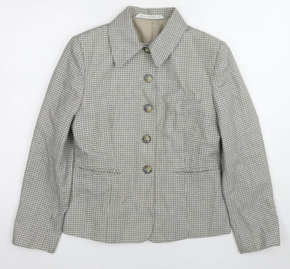 St Michael Womens Beige Geometric Jacket Blazer Size 8 Button