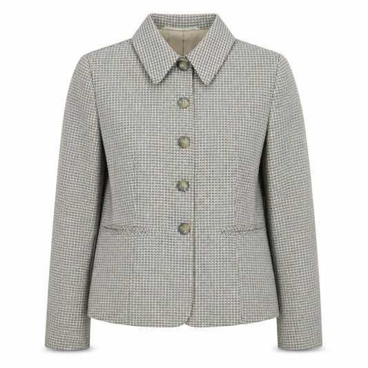 St Michael Womens Beige Geometric Jacket Blazer Size 8 Button