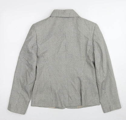 St Michael Womens Beige Geometric Jacket Blazer Size 8 Button