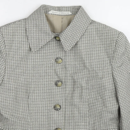 St Michael Womens Beige Geometric Jacket Blazer Size 8 Button