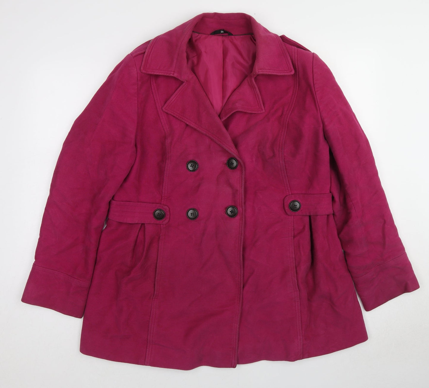 Marks & Spencer Womens Purple Pea Coat Coat Size 16 Button