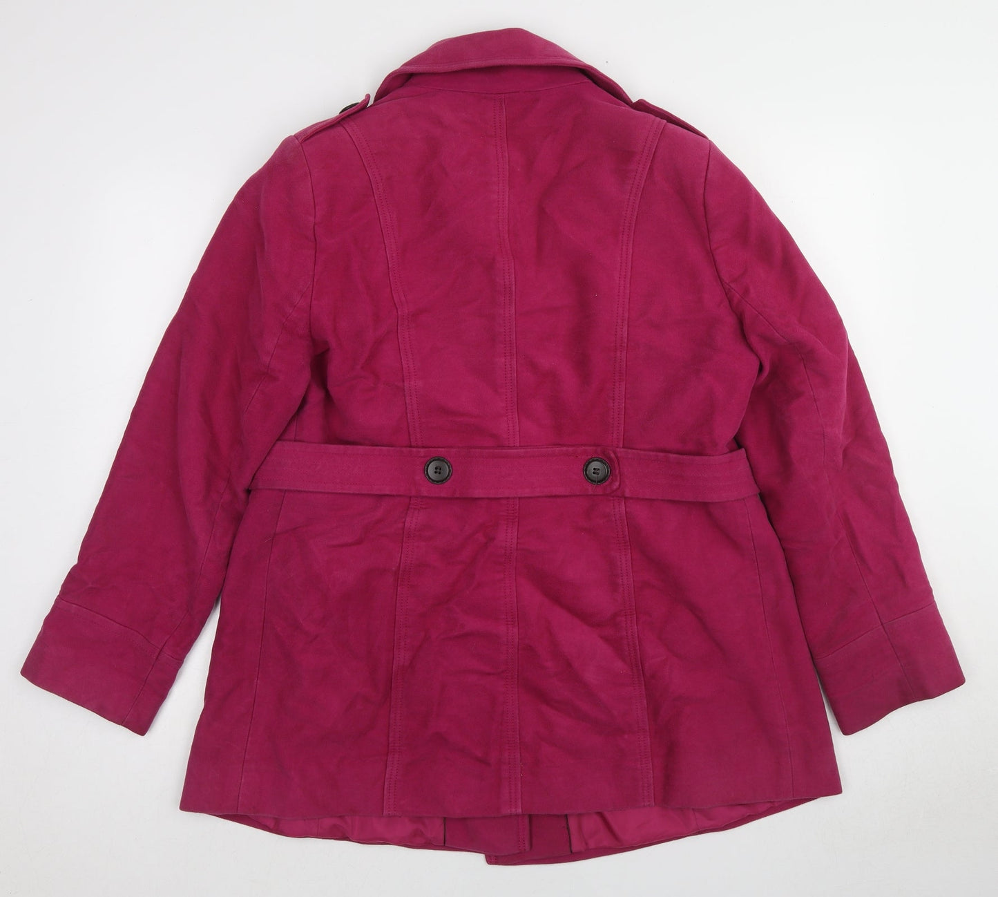Marks & Spencer Womens Purple Pea Coat Coat Size 16 Button