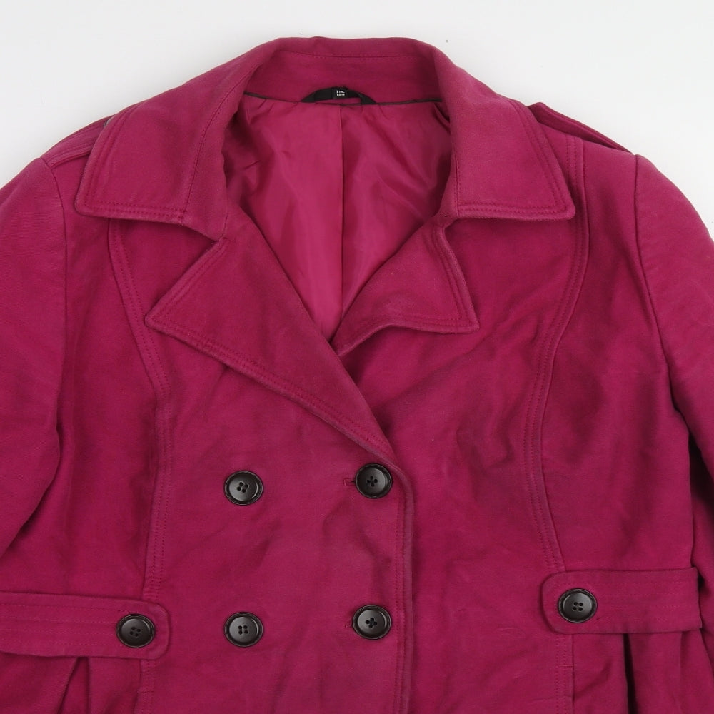 Marks & Spencer Womens Purple Pea Coat Coat Size 16 Button