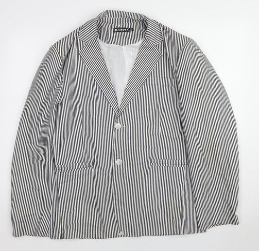 Allegra K Womens Black Striped Cotton Jacket Blazer Size 14