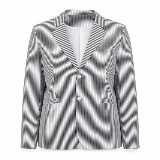 Allegra K Womens Black Striped Cotton Jacket Blazer Size 14