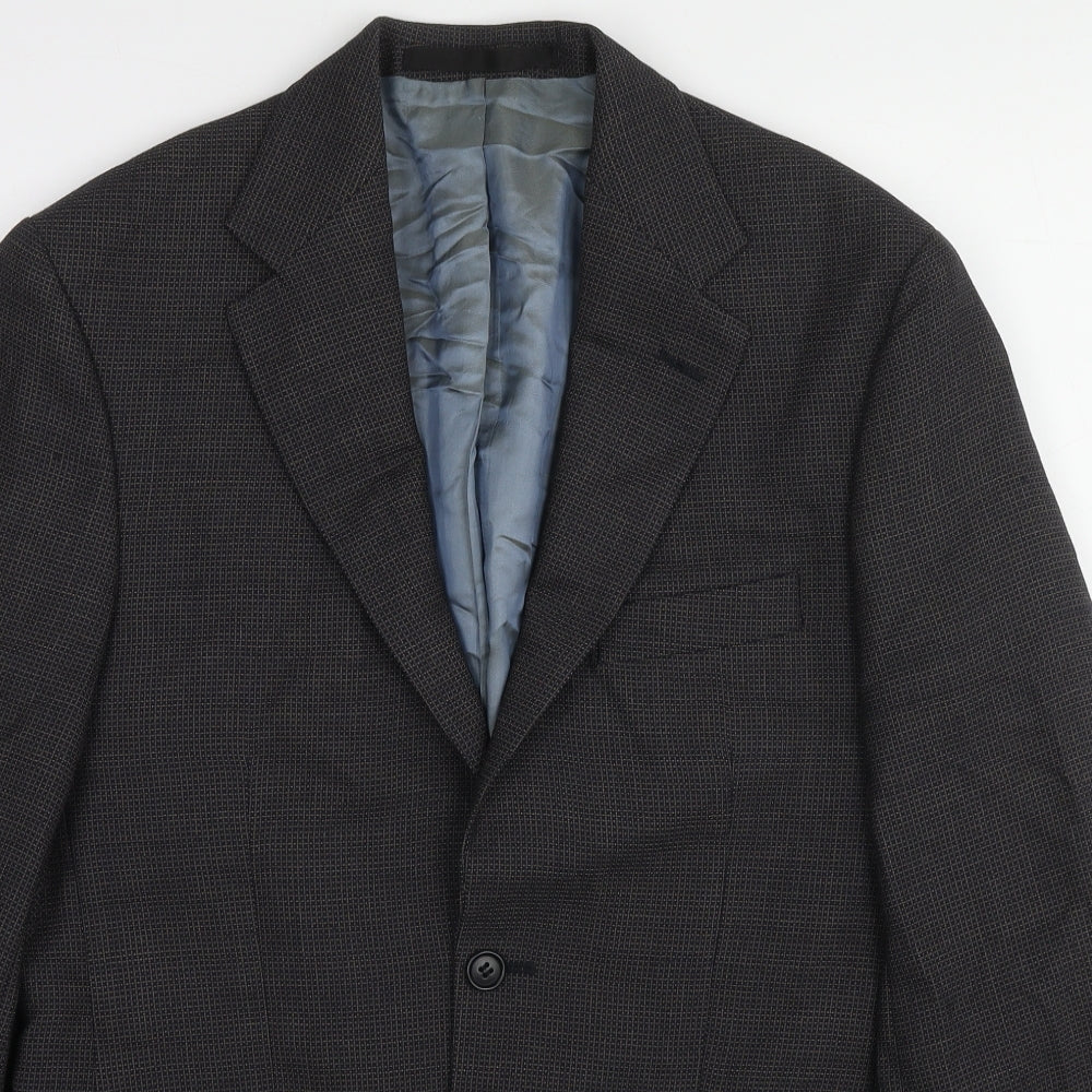 Marks and Spencer Mens Black Geometric Wool Jacket Suit Jacket Size 36 Regular