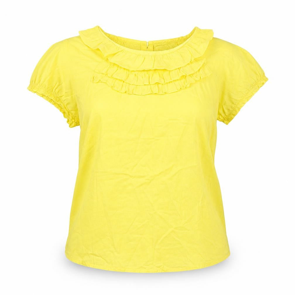 Oasis Womens Yellow Cotton Basic Blouse Size 8 Boat Neck