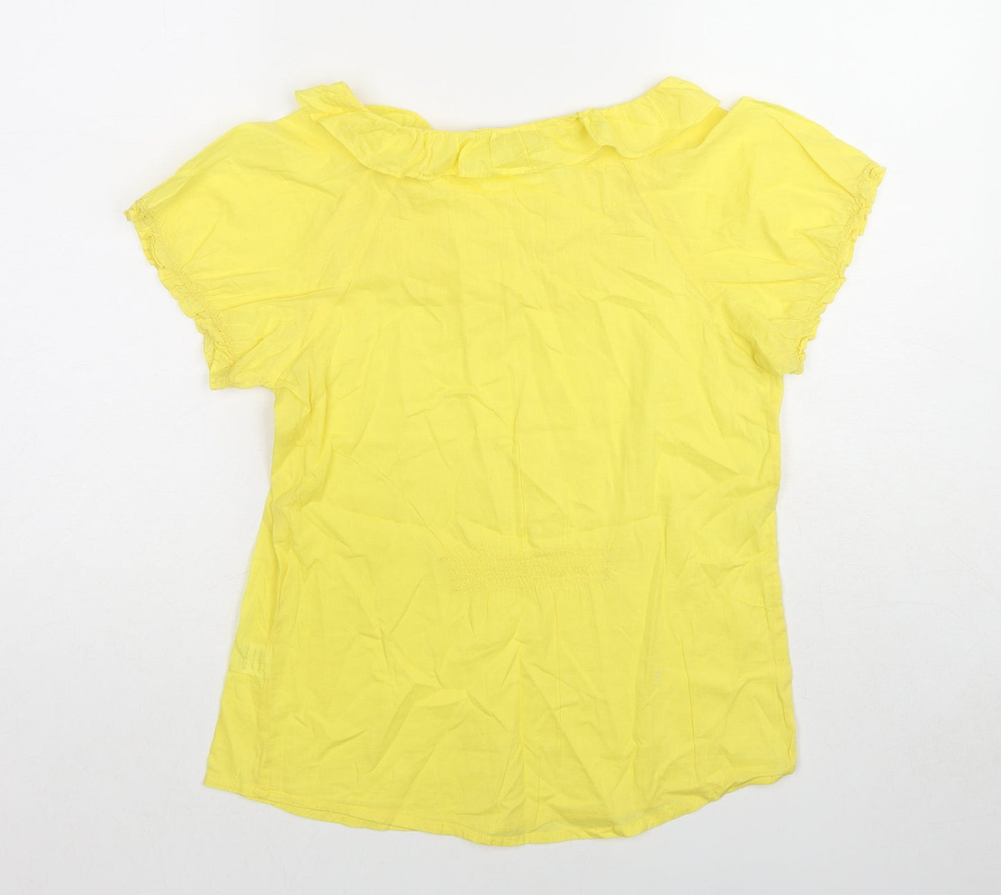 Oasis Womens Yellow Cotton Basic Blouse Size 8 Boat Neck