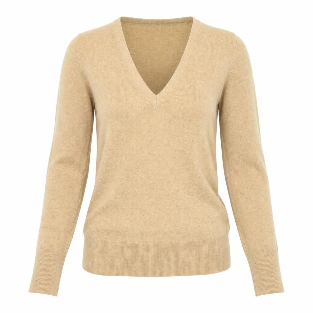 Zara Womens Beige V-Neck Viscose Pullover Jumper Size S