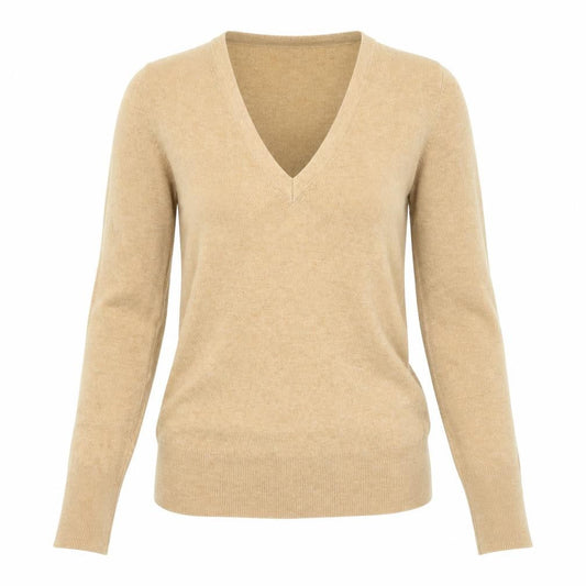 Zara Womens Beige V-Neck Viscose Pullover Jumper Size S