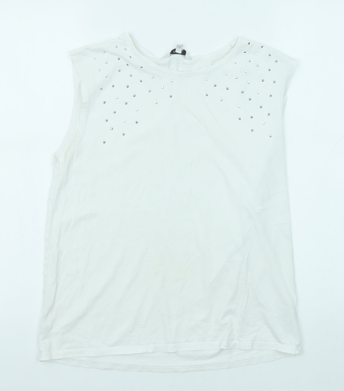 NEXT Womens White Cotton Basic Tank Size 8 Round Neck