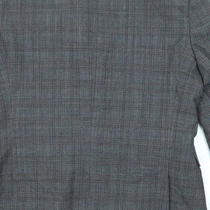 Next Mens Grey Plaid Wool Jacket Blazer Size 42 Regular