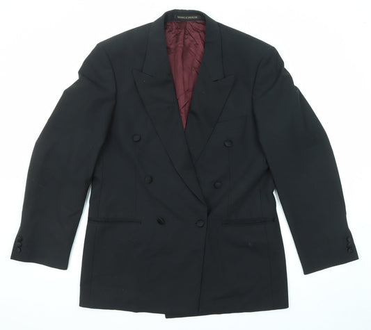 Marks and Spencer Mens Black Polyester Jacket Suit Jacket Size 40 Regular