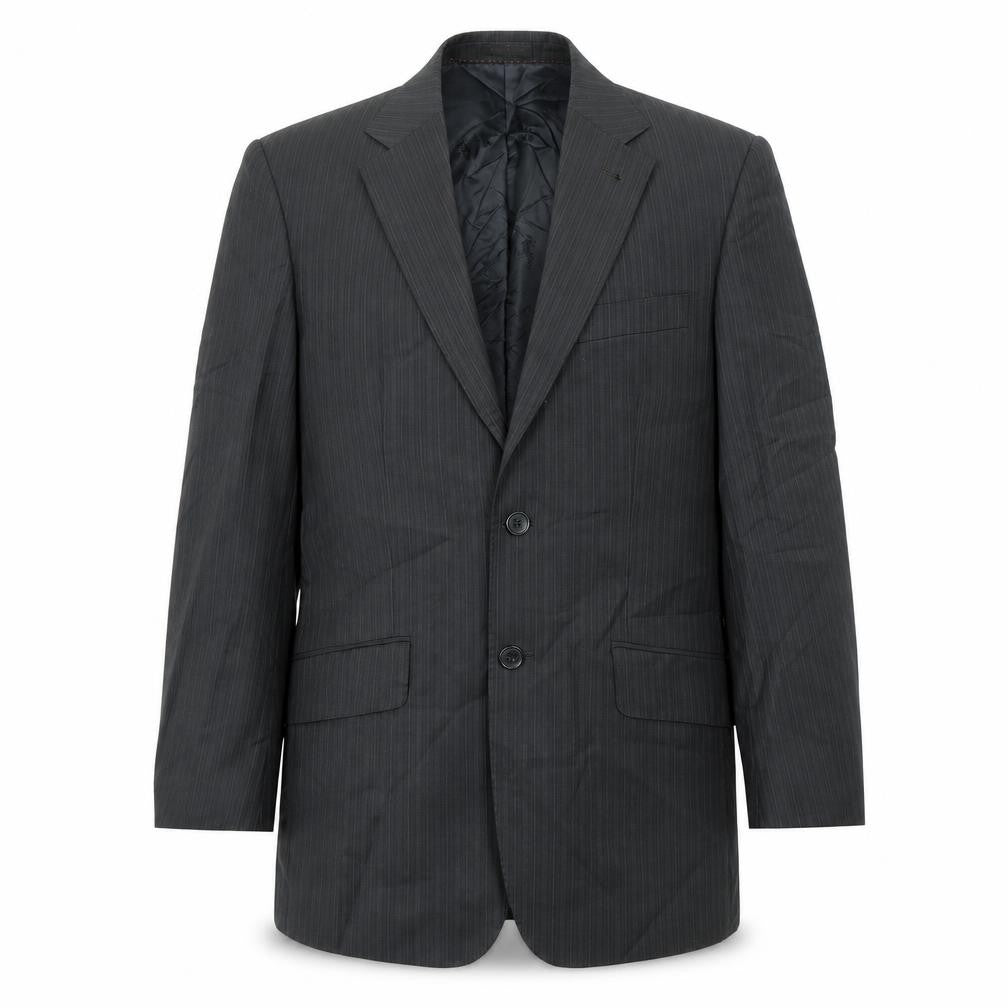 Simon Carter Mens Black Striped Polyester Jacket Suit Jacket Size 38 Regular