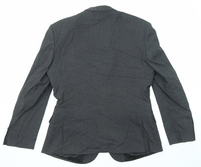Back view of ASOS men’s grey polyester jacket suit jacket, size 40, regular