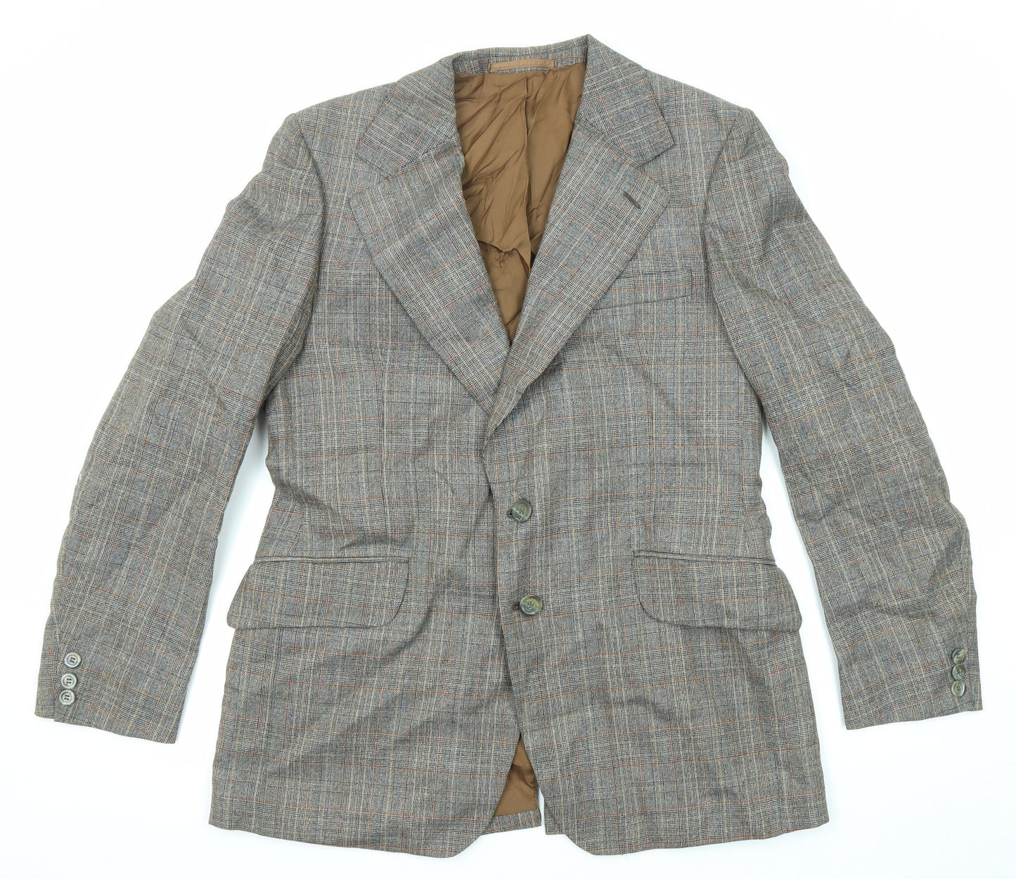 John Weitz Mens Grey Plaid Viscose Jacket Blazer Size 42 Regular