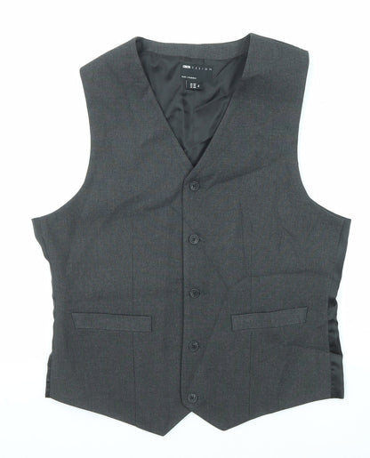 Additional front view of ASOS men’s grey polyester jacket suit waistcoat, size 40, regular