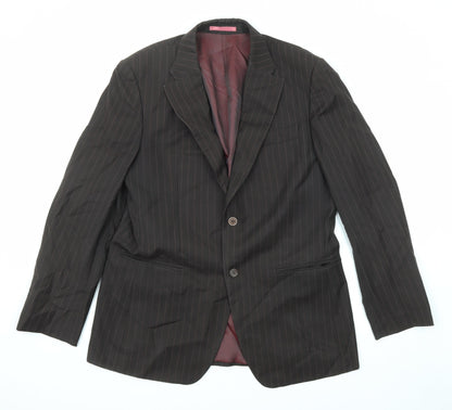 Next Mens Brown Striped Wool Jacket Suit Jacket Size 42 Regular