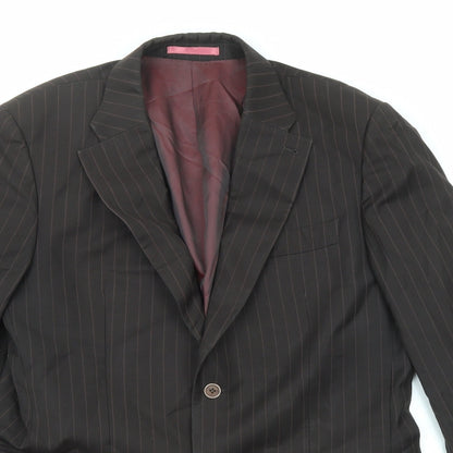 Next Mens Brown Striped Wool Jacket Suit Jacket Size 42 Regular