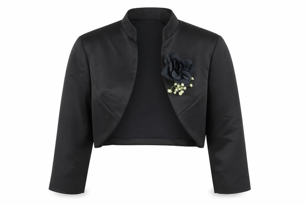 Debut Womens Black Jacket Blazer Size 12 - Flower Detail