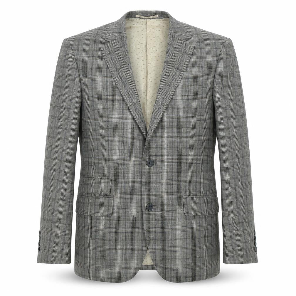 Skopes Mens Grey Plaid Wool Jacket Blazer Size 38 Regular