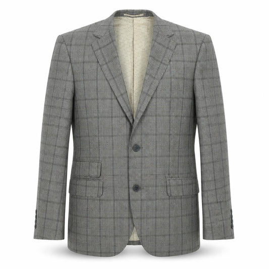 Skopes Mens Grey Plaid Wool Jacket Blazer Size 38 Regular