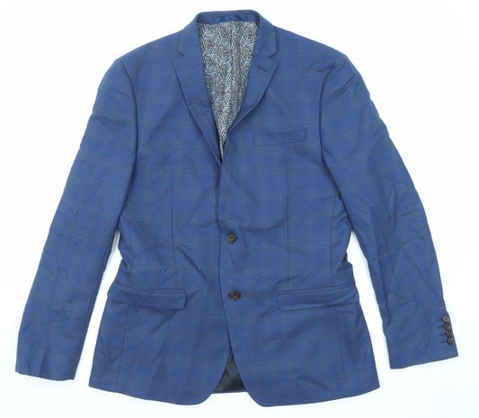 Limehaus Mens Blue Striped Polyester Jacket Suit Jacket Size 40 Regular