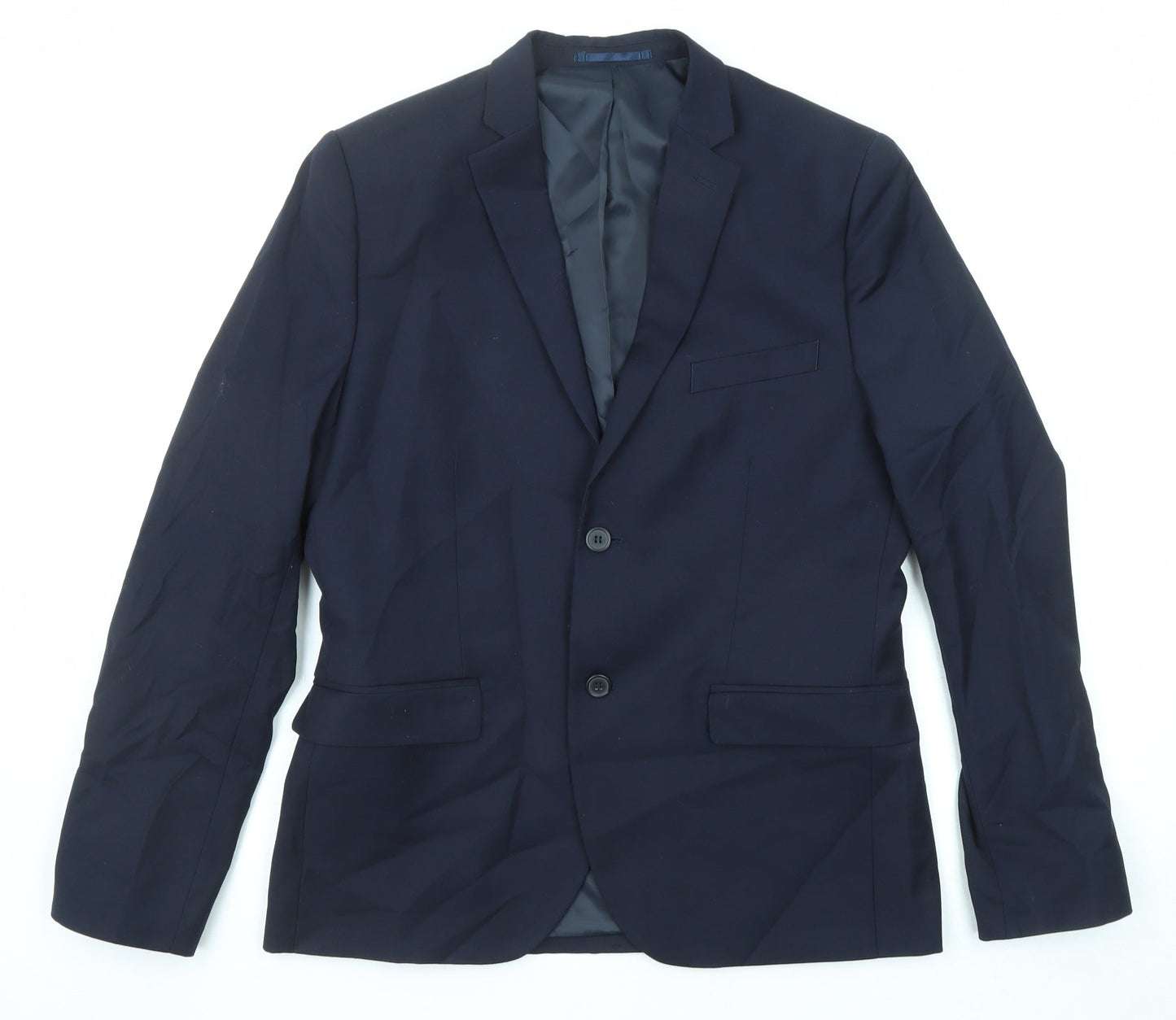 H&M Mens Blue Polyester Jacket Suit Jacket Size 50 Regular
