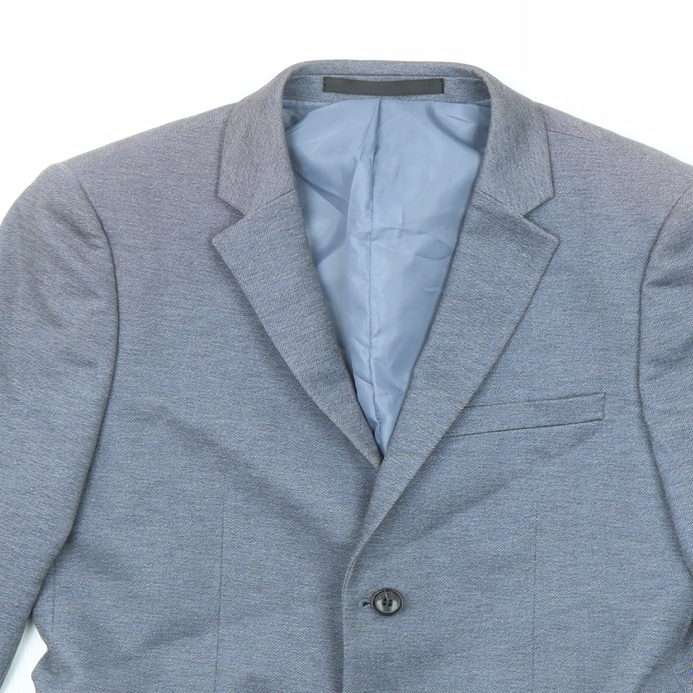 Topman Mens Blue Polyester Jacket Suit Size 38 Regular