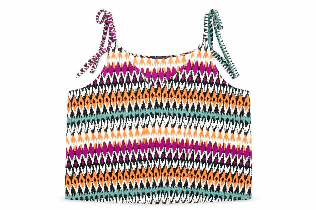 Marks & Spencer Womens Multicoloured Geometric Polyester Basic Tank Size 10 V-Neck