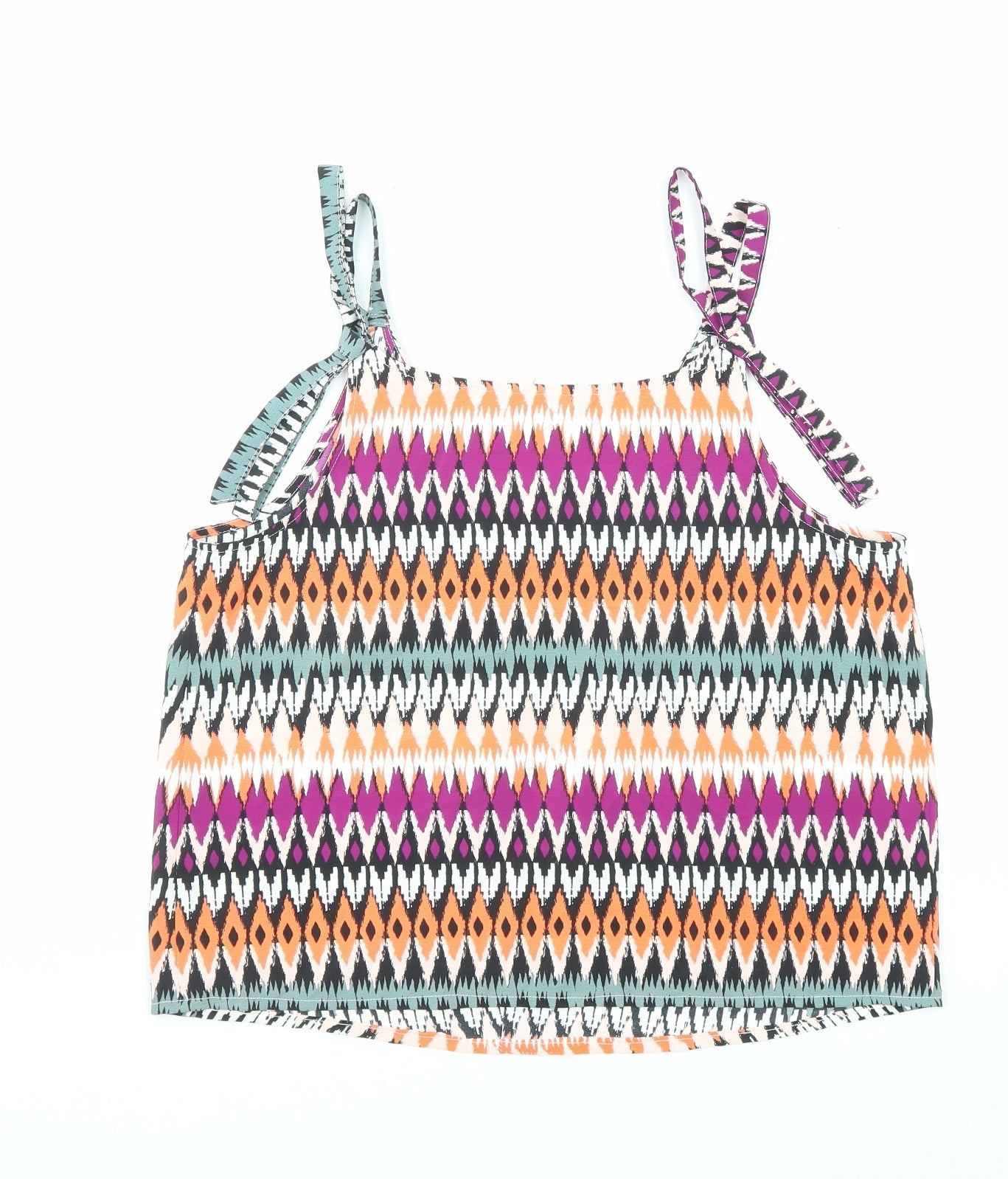 Marks and Spencer Womens Multicoloured Geometric Polyester Basic Tank Size 10 V-Neck