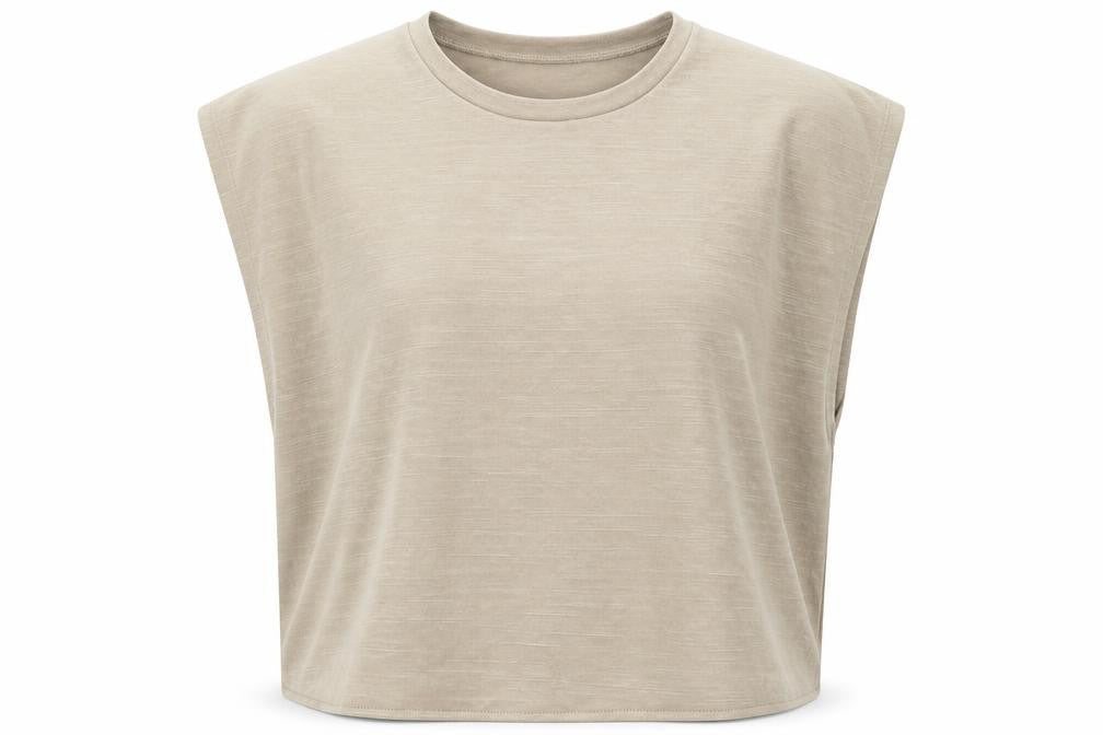 Zara Womens Beige Cotton Basic T-Shirt Size S Crew Neck